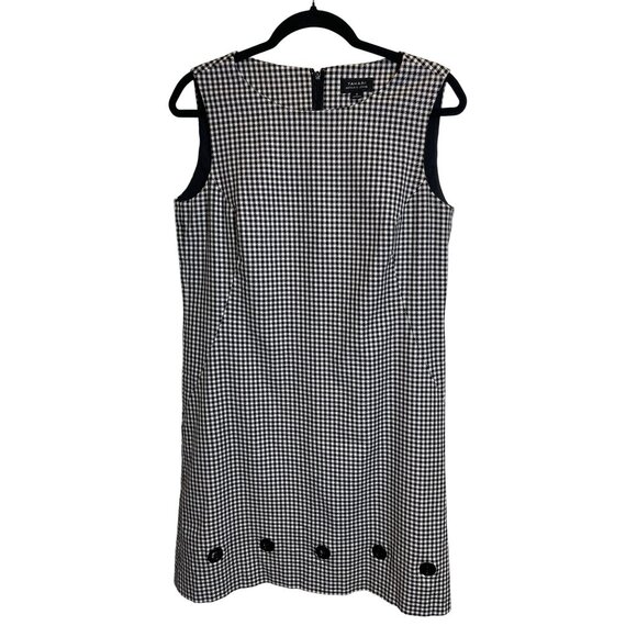 Tahari Black & White Gingham Sleeveless Dress w/Decoration at Hem Sz 6 * Classic - Picture 1 of 10
